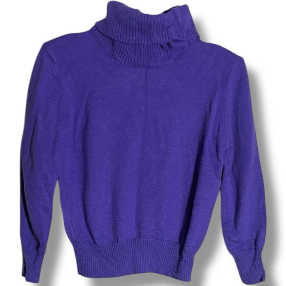 Bogner Vintage Cozy Vibrant Purple Turtleneck Long Sleeve Relaxed Fit Sweater - Picture 16 of 16
